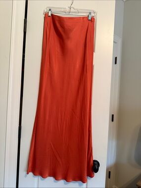 Anthropologie Satin Maxi Skirt in Burnt Orange